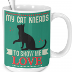 original cat kneads me green cat mug